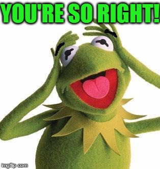 YOU'RE SO RIGHT! | image tagged in scared kermit | made w/ Imgflip meme maker