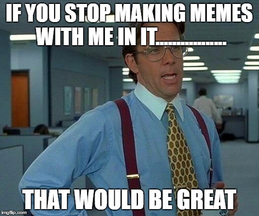 That Would Be Great Meme | IF YOU STOP MAKING MEMES WITH ME IN IT................. THAT WOULD BE GREAT | image tagged in memes,that would be great | made w/ Imgflip meme maker