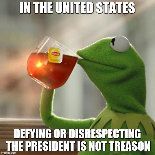 But That's None Of My Business Meme | IN THE UNITED STATES DEFYING OR DISRESPECTING THE PRESIDENT IS NOT TREASON | image tagged in memes,but thats none of my business,kermit the frog | made w/ Imgflip meme maker