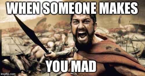 Sparta Leonidas Meme | WHEN SOMEONE MAKES; YOU MAD | image tagged in memes,sparta leonidas | made w/ Imgflip meme maker