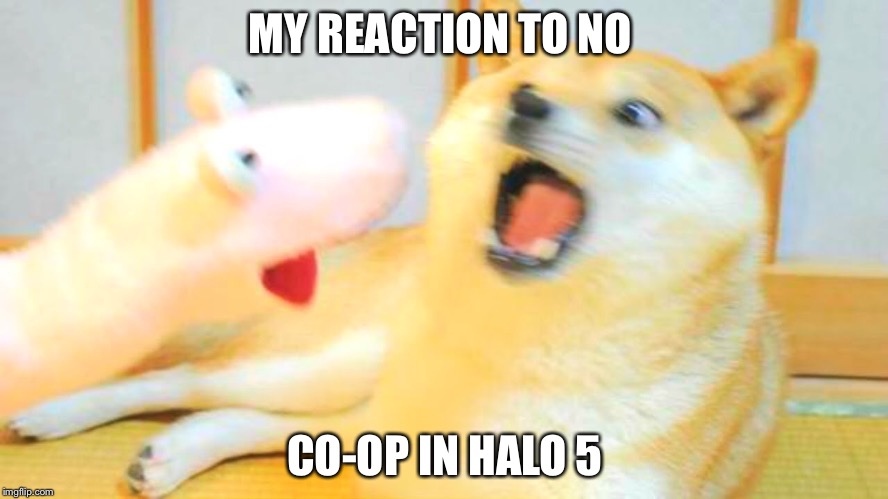 wAiT nO dOn'T gO! | MY REACTION TO NO; CO-OP IN HALO 5 | image tagged in dank memes | made w/ Imgflip meme maker