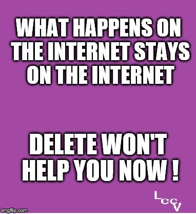 Delete won't help you now | WHAT HAPPENS ON THE INTERNET STAYS ON THE INTERNET; DELETE WON'T HELP YOU NOW ! | image tagged in laughing at bullies,internet | made w/ Imgflip meme maker