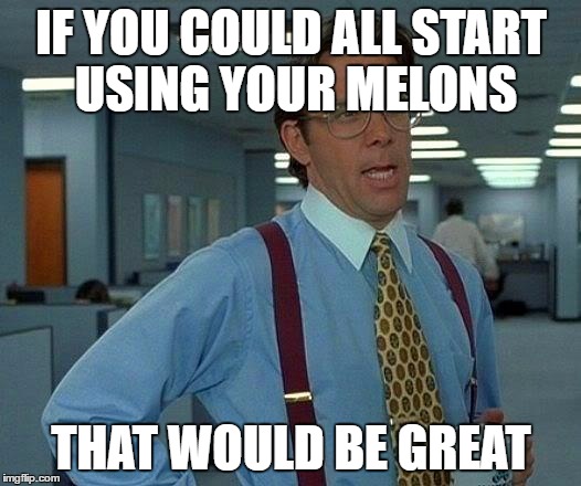 That Would Be Great Meme | IF YOU COULD ALL START USING YOUR MELONS THAT WOULD BE GREAT | image tagged in memes,that would be great | made w/ Imgflip meme maker