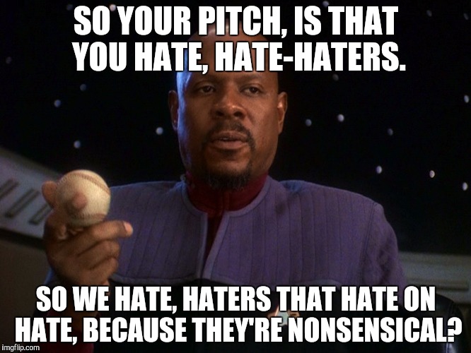 SO YOUR PITCH, IS THAT YOU HATE, HATE-HATERS. SO WE HATE, HATERS THAT HATE ON HATE, BECAUSE THEY'RE NONSENSICAL? | made w/ Imgflip meme maker