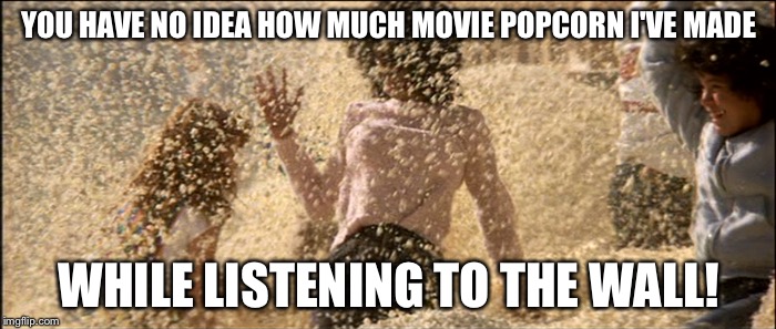 YOU HAVE NO IDEA HOW MUCH MOVIE POPCORN I'VE MADE WHILE LISTENING TO THE WALL! | made w/ Imgflip meme maker