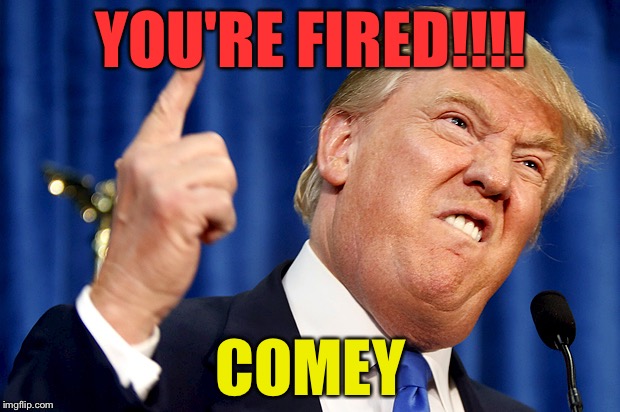 Donald Trump | YOU'RE FIRED!!!! COMEY | image tagged in donald trump | made w/ Imgflip meme maker