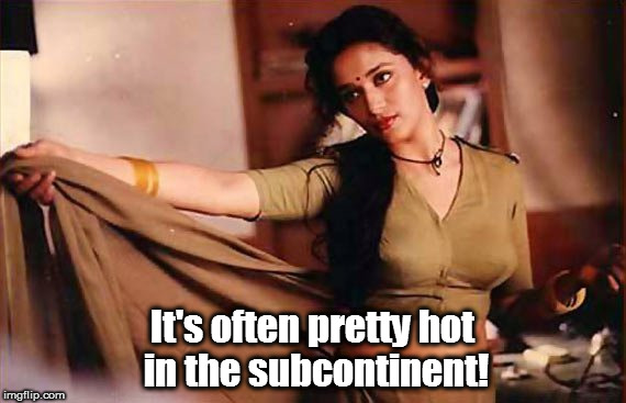 Kedar Joshi | It's often pretty hot in the subcontinent! | image tagged in kedar joshi,madhuri dixit,khalanayak | made w/ Imgflip meme maker