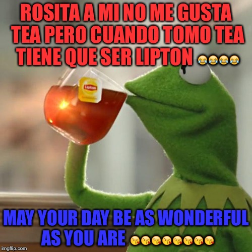 But That's None Of My Business | ROSITA A MI NO ME GUSTA TEA PERO CUANDO TOMO TEA TIENE QUE SER LIPTON 😂😂😂😂; MAY YOUR DAY BE AS WONDERFUL AS YOU ARE 😘😘😘😘😘😘😘😘 | image tagged in memes,but thats none of my business,kermit the frog | made w/ Imgflip meme maker