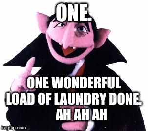 The Count Sesame Street | ONE. ONE WONDERFUL LOAD OF LAUNDRY DONE.
      AH AH AH | image tagged in the count sesame street | made w/ Imgflip meme maker