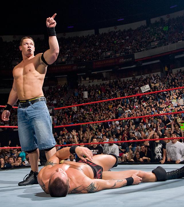 john cena pointing at crowd after beating opponent Blank Meme Template