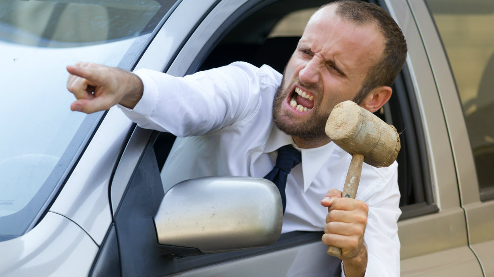 Angry driver with a hammer Blank Meme Template