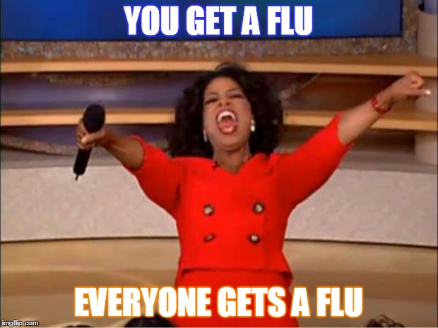 Oprah You Get A Meme | YOU GET A FLU; EVERYONE GETS A FLU | image tagged in memes,oprah you get a | made w/ Imgflip meme maker