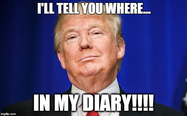 I'LL TELL YOU WHERE... IN MY DIARY!!!! | made w/ Imgflip meme maker