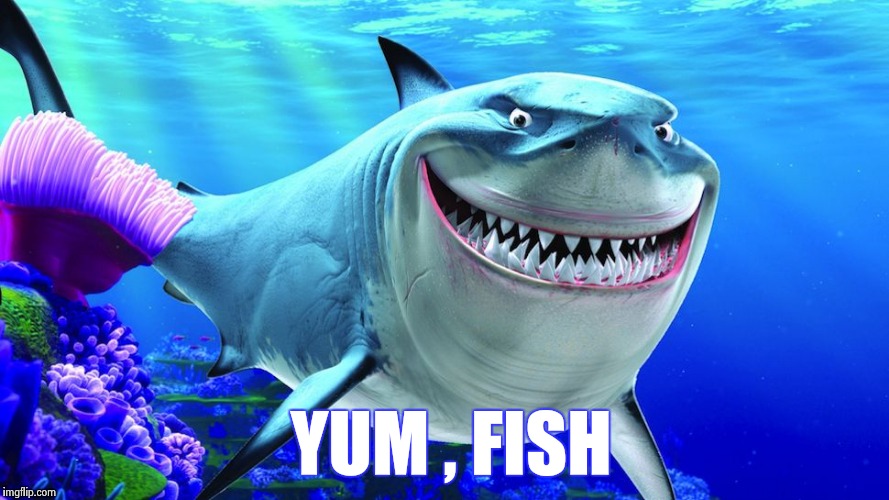 Happy Shark | YUM , FISH | image tagged in happy shark | made w/ Imgflip meme maker