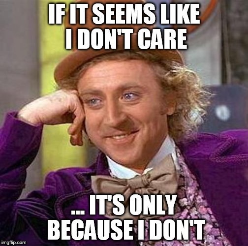 I Don't Care, You Say? | image tagged in willy wonka,gene wilder,i don't care,smug | made w/ Imgflip meme maker