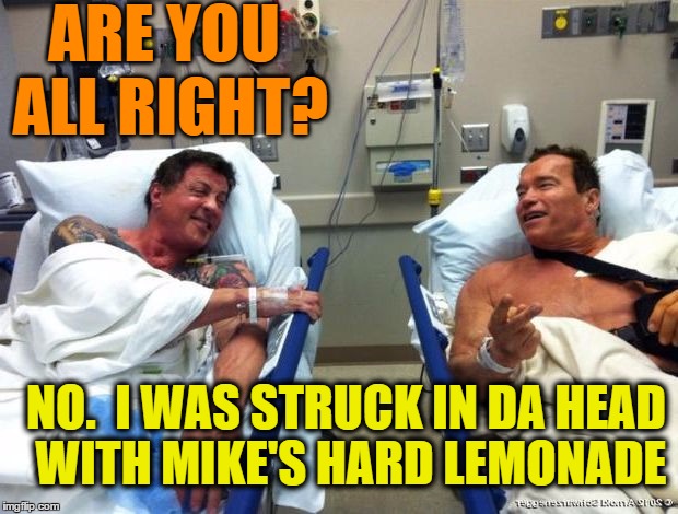 r n t | ARE YOU ALL RIGHT? NO.  I WAS STRUCK IN DA HEAD WITH MIKE'S HARD LEMONADE | image tagged in r n t | made w/ Imgflip meme maker