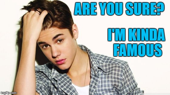 ARE YOU SURE? I'M KINDA FAMOUS | image tagged in justin | made w/ Imgflip meme maker