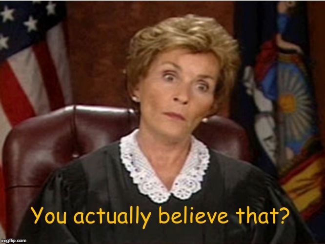 Judge Judy:  You believe that? | image tagged in judge judy,believe that | made w/ Imgflip meme maker