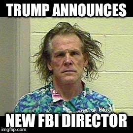 You're Highered... | TRUMP ANNOUNCES; NEW FBI DIRECTOR | image tagged in gary busey,donald trump,the apprentice,fbi director james comey,fbi,fbi investigation | made w/ Imgflip meme maker