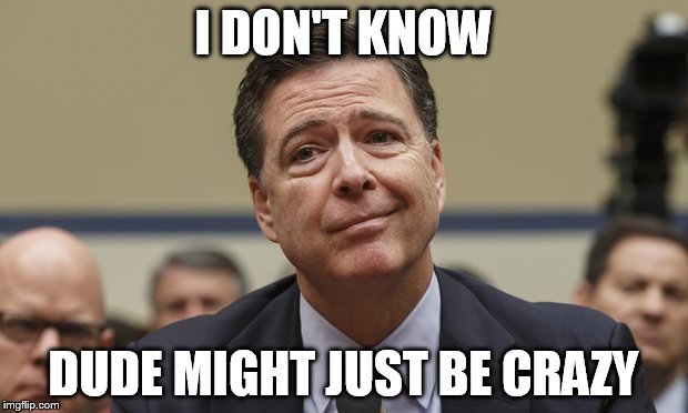 Comey Don't Know | I DON'T KNOW; DUDE MIGHT JUST BE CRAZY | image tagged in comey don't know | made w/ Imgflip meme maker