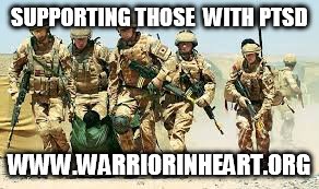 SUPPORTING THOSE  WITH PTSD; WWW.WARRIORINHEART.ORG | image tagged in ptsd | made w/ Imgflip meme maker