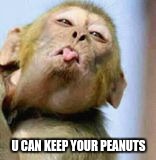 irreverent monkey | U CAN KEEP YOUR PEANUTS | image tagged in funny | made w/ Imgflip meme maker