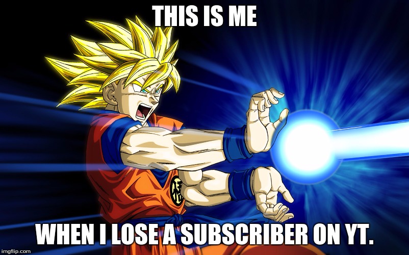 Kamehameha | THIS IS ME; WHEN I LOSE A SUBSCRIBER ON YT. | image tagged in kamehameha | made w/ Imgflip meme maker