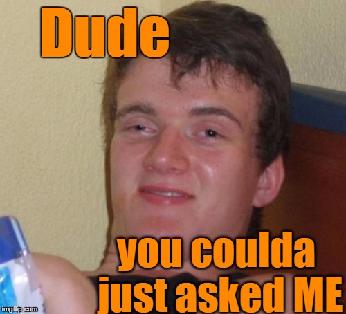 10 Guy Meme | Dude you coulda just asked ME | image tagged in memes,10 guy | made w/ Imgflip meme maker