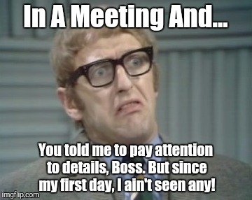 My Facebook Friend... | In A Meeting And... You told me to pay attention to details, Boss. But since my first day, I ain't seen any! | image tagged in my facebook friend | made w/ Imgflip meme maker