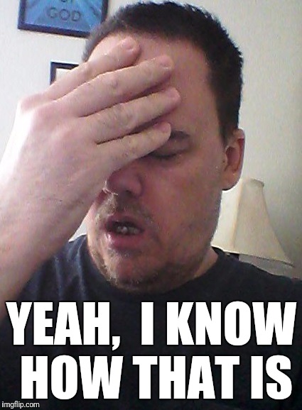 face palm | YEAH,  I KNOW HOW THAT IS | image tagged in face palm | made w/ Imgflip meme maker