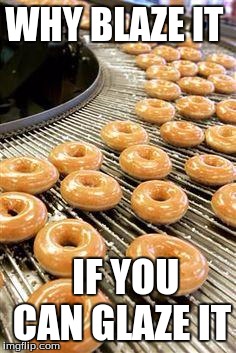 donuts | WHY BLAZE IT; IF YOU CAN GLAZE IT | image tagged in donuts | made w/ Imgflip meme maker