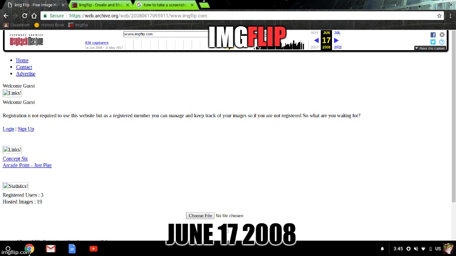Damn.... It's come a long way | IMG; FLIP; JUNE 17 2008 | image tagged in imgflip,history of imgflip | made w/ Imgflip meme maker