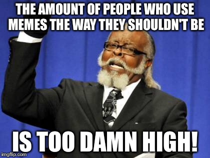 Too Damn High Meme | THE AMOUNT OF PEOPLE WHO USE MEMES THE WAY THEY SHOULDN'T BE IS TOO DAMN HIGH! | image tagged in memes,too damn high | made w/ Imgflip meme maker