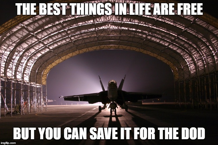THE BEST THINGS IN LIFE ARE FREE; BUT YOU CAN SAVE IT FOR THE DOD | image tagged in defense | made w/ Imgflip meme maker