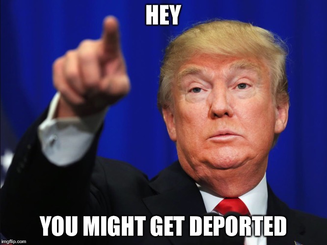 Hey Donald  | HEY YOU MIGHT GET DEPORTED | image tagged in hey donald | made w/ Imgflip meme maker
