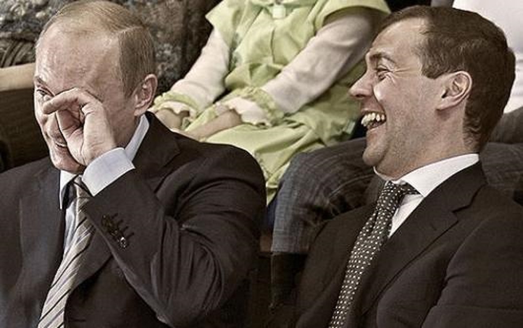 Putin Medvedev Laughing Blank Meme Template