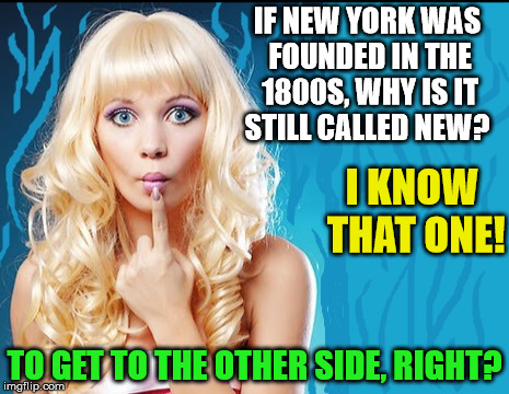 IF NEW YORK WAS FOUNDED IN THE 1800S, WHY IS IT STILL CALLED NEW? TO GET TO THE OTHER SIDE, RIGHT? I KNOW THAT ONE! | made w/ Imgflip meme maker