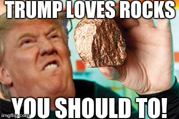 Trump loves rocks | TRUMP LOVES ROCKS; YOU SHOULD TO! | image tagged in trump loves rocks | made w/ Imgflip meme maker