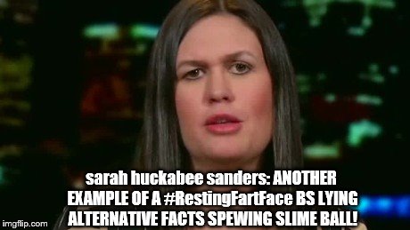 sarah huckabee sanders: #RestingFartFace Liar! 