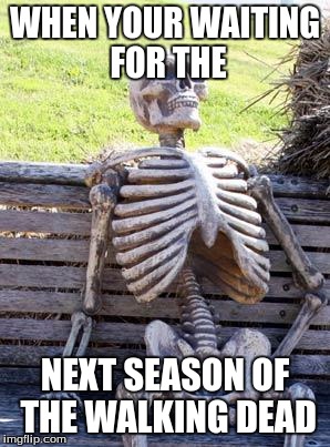 Waiting Skeleton Meme | WHEN YOUR WAITING FOR THE; NEXT SEASON OF THE WALKING DEAD | image tagged in memes,waiting skeleton | made w/ Imgflip meme maker