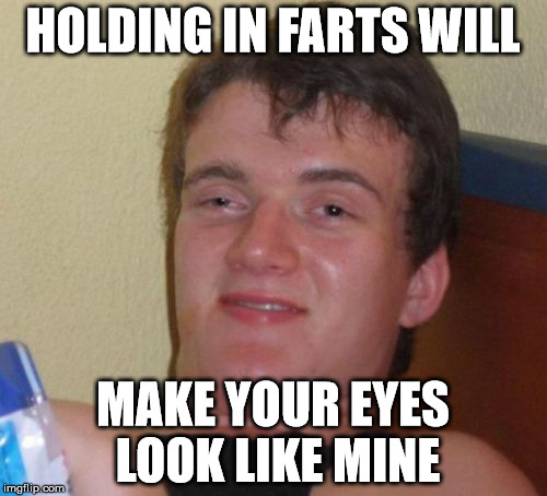 10 Guy Meme | HOLDING IN FARTS WILL MAKE YOUR EYES LOOK LIKE MINE | image tagged in memes,10 guy | made w/ Imgflip meme maker