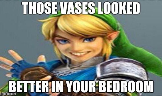 THOSE VASES LOOKED; BETTER IN YOUR BEDROOM | image tagged in ogling link | made w/ Imgflip meme maker