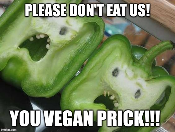 PLEASE DON'T EAT US! YOU VEGAN PRICK!!! | made w/ Imgflip meme maker