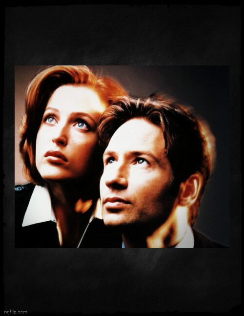 Mulder and Scully gaze to whatever,,, Blank Meme Template