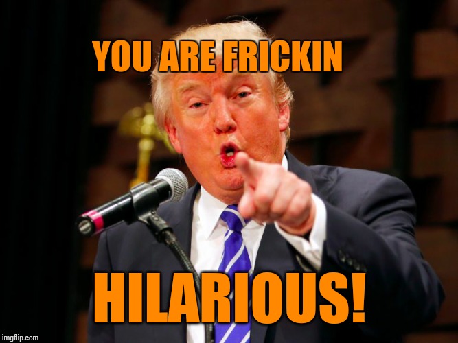 trump point | YOU ARE FRICKIN HILARIOUS! | image tagged in trump point | made w/ Imgflip meme maker