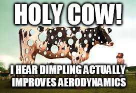 HOLY COW! I HEAR DIMPLING ACTUALLY IMPROVES AERODYNAMICS | made w/ Imgflip meme maker