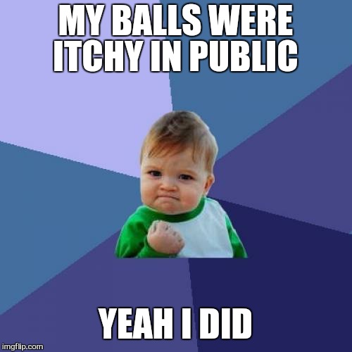 You wish | MY BALLS WERE ITCHY IN PUBLIC; YEAH I DID | image tagged in memes,success kid,funny memes,first world problems | made w/ Imgflip meme maker