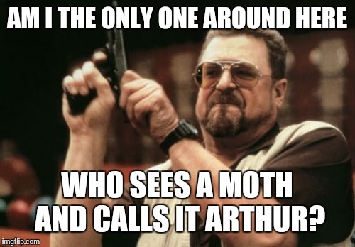 Am I The Only One Around Here | AM I THE ONLY ONE AROUND HERE; WHO SEES A MOTH AND CALLS IT ARTHUR? | image tagged in memes,am i the only one around here,the tick | made w/ Imgflip meme maker