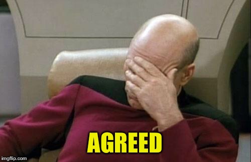 Captain Picard Facepalm Meme | AGREED | image tagged in memes,captain picard facepalm | made w/ Imgflip meme maker