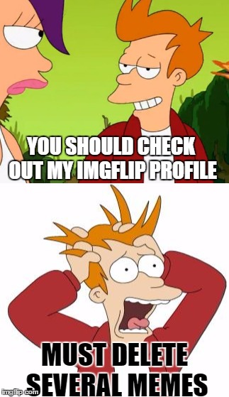 They may or may not be impressed | YOU SHOULD CHECK OUT MY IMGFLIP PROFILE; MUST DELETE SEVERAL MEMES | image tagged in futurama fry,slick fry | made w/ Imgflip meme maker